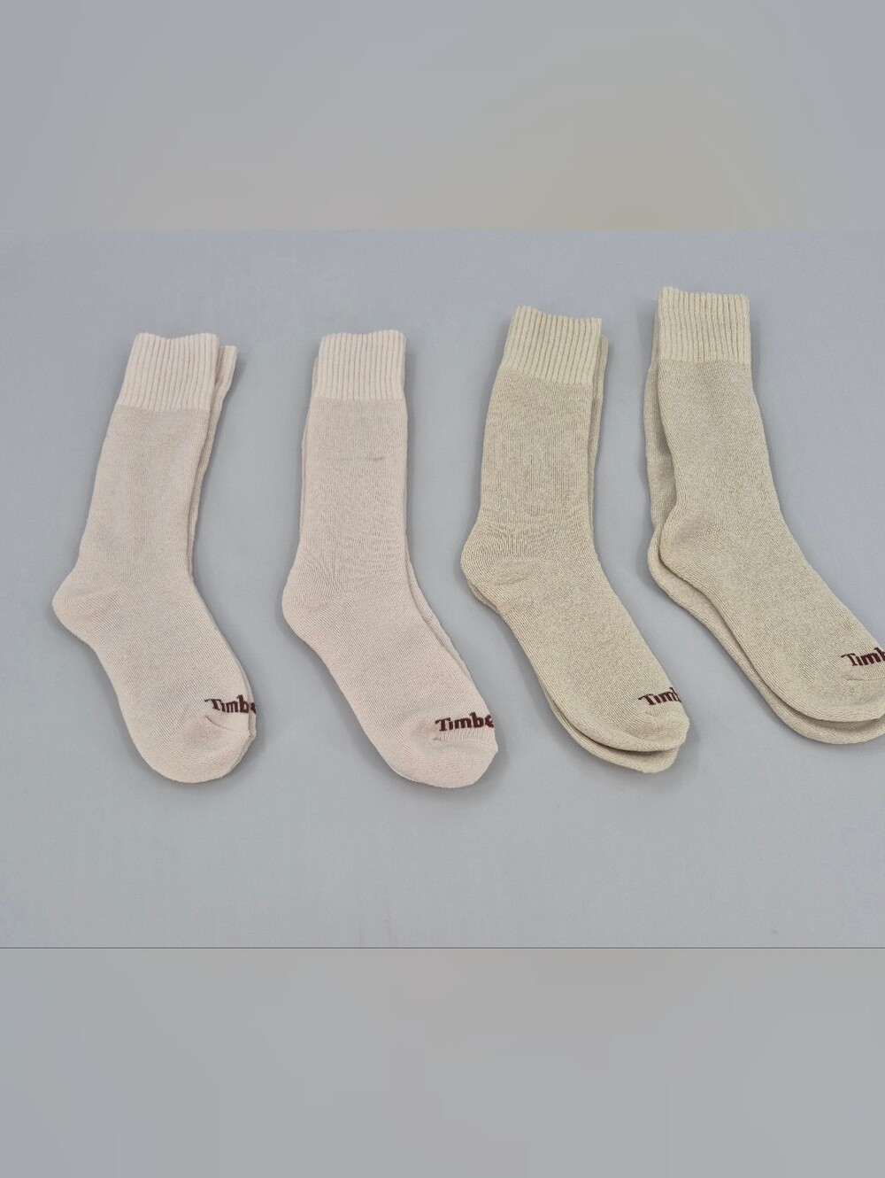 Timberland Unisex Cushioned Crew Socks 4 Pairs - Wool Blend, Light Brown Medium